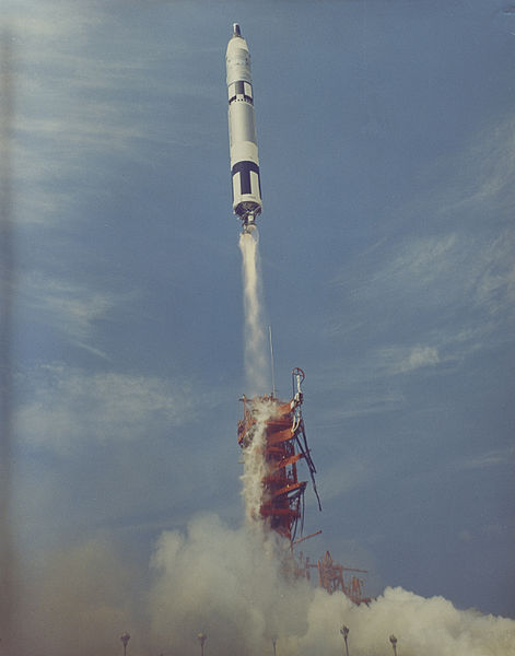 "We have lift off" -- Gemini 8 heads into the sky (1966) (photo: NASA via Wikipedia)