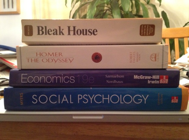 "Umm, professor, you're expecting me to actually read these?" (Photo: DY, 2013)