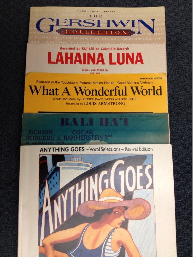 Some of the sheet music and song books I've used over the years!