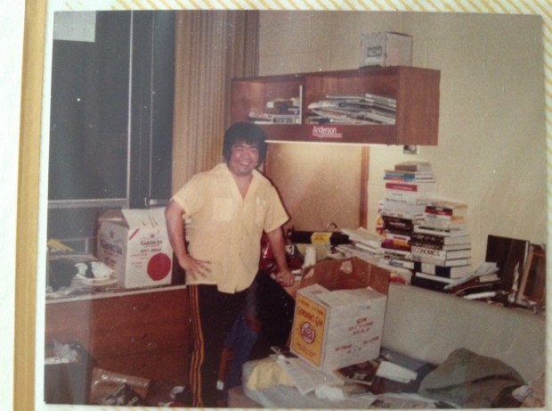 End of semester: Packing boxes in Brandt Hall, Valparaiso University, 1980