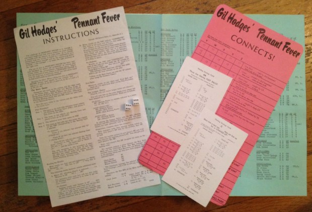 Instructions, game charts & cards, and player performance rosters for Pennant Fever